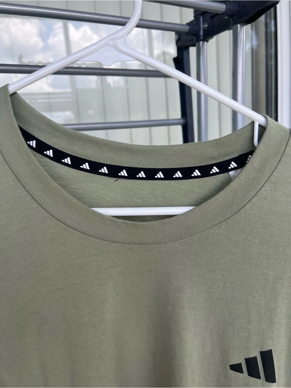 adidas Olive Green Short Sleeve Tee with Black Logo